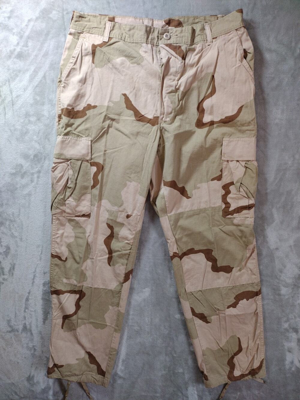 Army Desert Cargo Pant Mens L(37x31) Tan Camo Straight Leg Outdoor Y2K Military